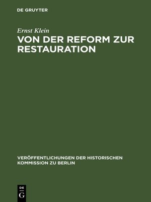 cover image of Von der Reform zur Restauration